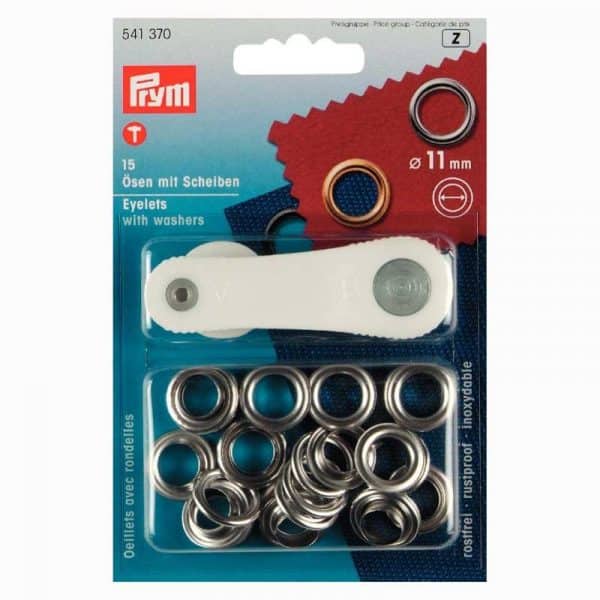 Prym Ösen mit Scheiben silber 11mm 15 Stück