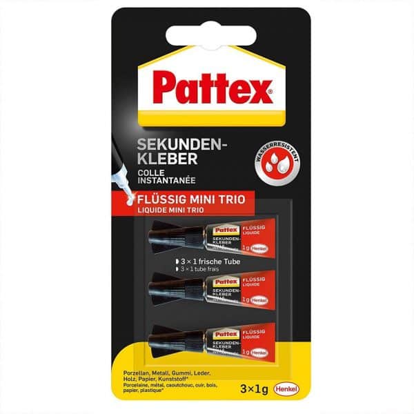 Pattex flüssiger Sekundenkleber Mini Trio 3x1g