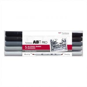 Tombow ABT PRO Cold Grey Colours Alkoholbasierte Marker 5teilig