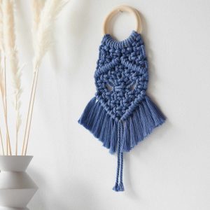 Makramee Set Mini-Wandbehang aus Rico Macrame Onesize blau