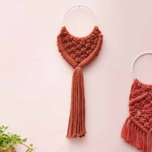 Makramee Set Mini-Wandbehang mit langen Fransen aus Rico Macrame Onesize rost