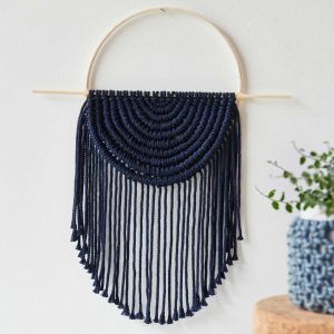 Makramee Set Runder Wandbehang aus Rico Macrame Onesize marine