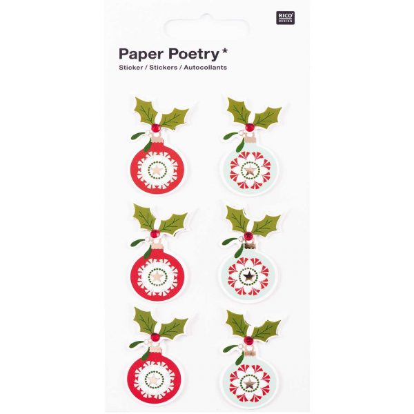 Paper Poetry 3D Sticker Kugeln rot-mint Hot Foil