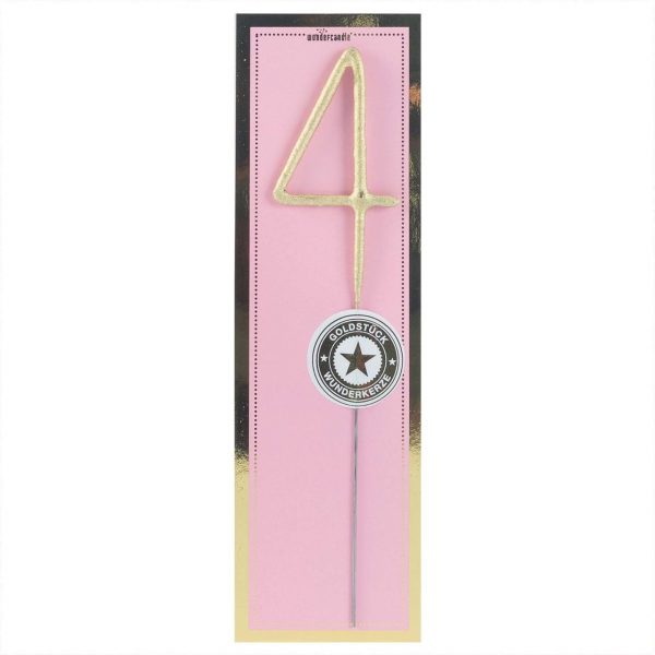 Wondercandle Wunderkerze Zahl classic gold 18cm 4