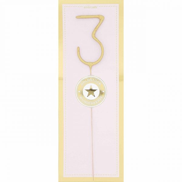 Wondercandle Wunderkerze Giant Zahl gold 30cm 3