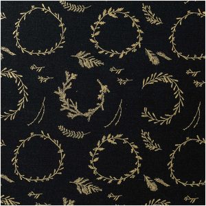 Rico Design Druckstoff Nostalgic Christmas Kränze schwarz-gold 140cm