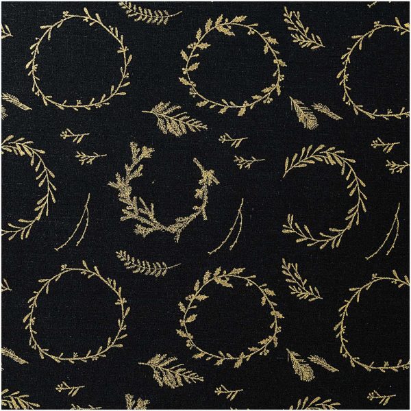 Rico Design Druckstoff Nostalgic Christmas Kränze schwarz-gold 50x140cm