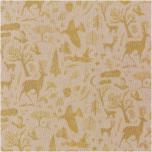 Rico Design Stoff Leinenoptik Nostalgic Christmas Winterwald natur-gold 140cm