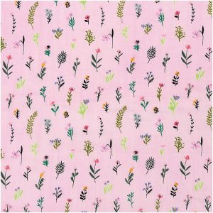 Rico Design Musselin-Druckstoff Bunny Hop Streublumen pink-neon 140cm