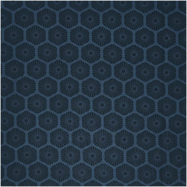 Rico Design Stoffabschnitt Baumwoll-Popelin blau Rosette 50x140cm