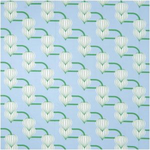 Rico Design Stoffabschnitt Baumwoll-Popelin blau Knospen 50x140cm