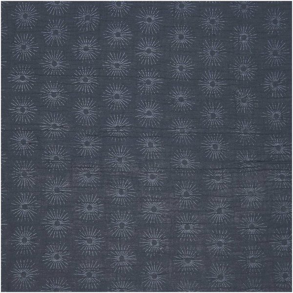 Rico Design Stoffabschnitt Krinkelmusselin Rosette blau 50x130cm Hot Foil