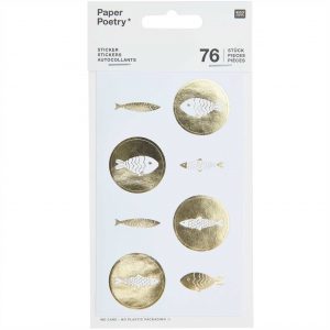 Paper Poetry Sticker Fische weiß-gold 4 Blatt