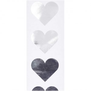 Paper Poetry Sticker Herzen 5cm 120 Stück auf der Rolle Hot Foil silber
