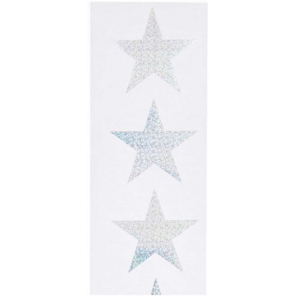 Paper Poetry Sticker Sterne 5cm 120 Stück auf der Rolle Hot Foil silber-holographisch