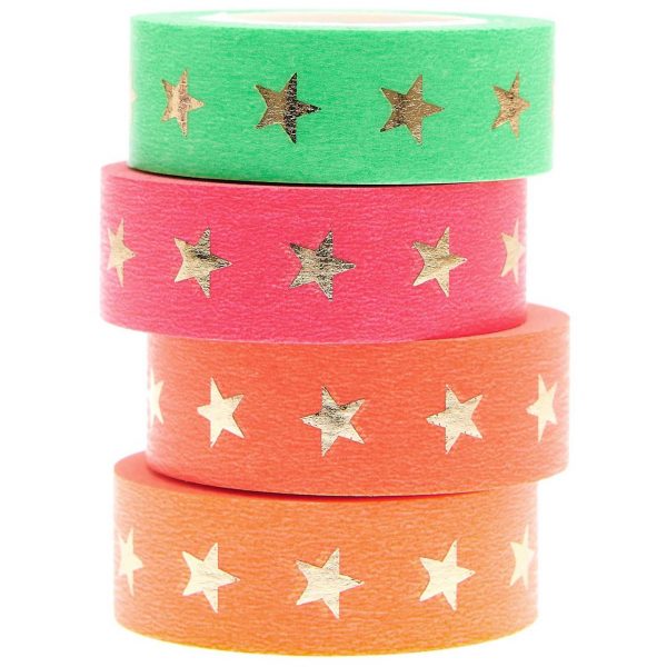 Paper Poetry Tape Set Sterne neon 4teilig