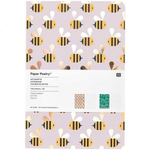 Paper Poetry Notizbücher Bienen und Blüten A5 50 Blatt 80g/m2 2 Stück