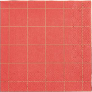 YEY! Let's Party Servietten Raster rot-gold 33x33cm 20 Stück