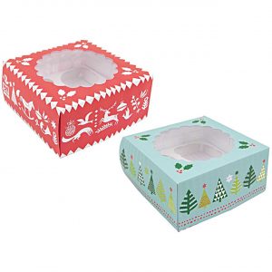 Rico Design Cupcake Box X-MAS rot-mint 16x16x7