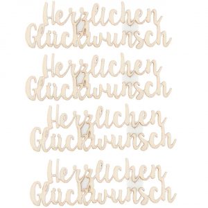 Rico Design Holzsticker Herzlichen Glückwunsch 70x23mm 4 Stück