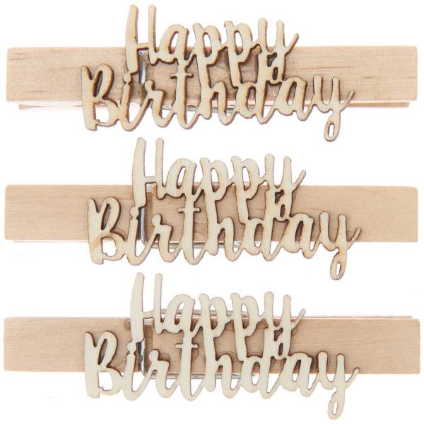 Rico Design Holzklammern Happy Birthday 10x70mm 3 Stück