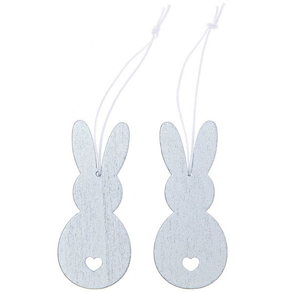 Ohhh! Lovely! Holzhänger Hase 2 Stück silber