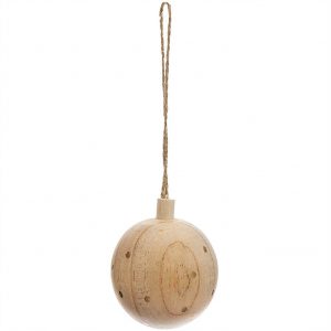 Ohhh! Lovely! Baumschmuck Holzkugel natur-gold gepunktet Ø6cm