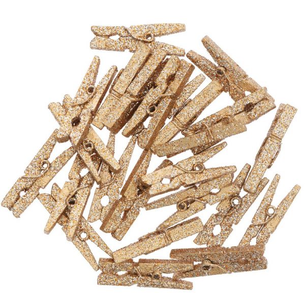 Ohhh! Lovely! Holzklammern mit Glitter 4x30mm 24 Stück gold