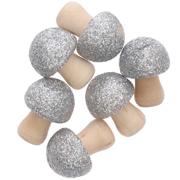 Ohhh! Lovely! 3D-Holzstreu Pilz mit Glitter silber 30x23mm 6 Stück