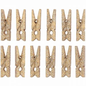 Ohhh! Lovely! Holzklammern mit Glitter 7x35mm 12 Stück gold