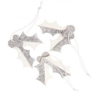 Ohhh! Lovely! Holzhänger Ilex mit Glitter weiß 3 Stück