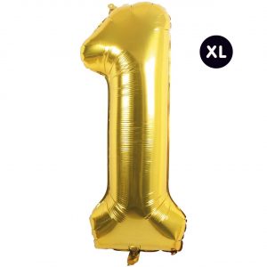 YEY! Let's Party Folienballon Zahl gold 86cm 1