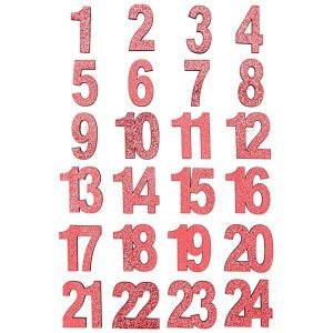 Adventskalender Zahlen rot Glitter