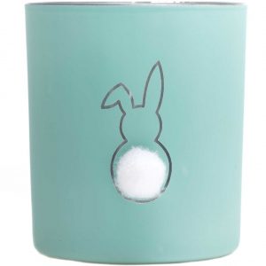 Teelichtglas Hase aqua 8x7cm