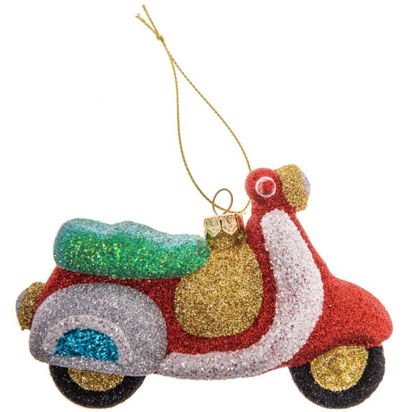 Baumschmuck Motorroller rot-glitter 13