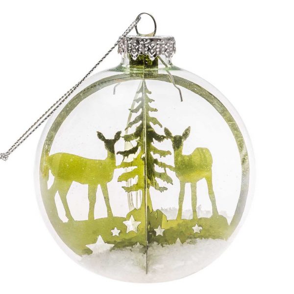 3D-Baumschmuck Rehe im Schnee grün 8cm