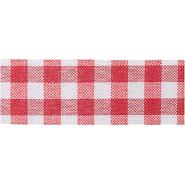 Dekoband kariert rot-weiß 4cm 3m