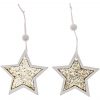 Sterne zum Hängen gold-weiß-glitter 8cm 2 Stück