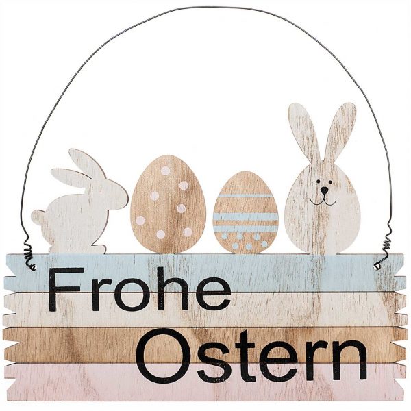 Holzschild Frohe Ostern mehrfarbig 21cm