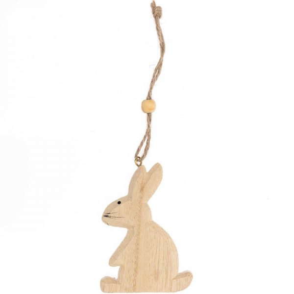 Hänger Hase aus Holz natur 15cm