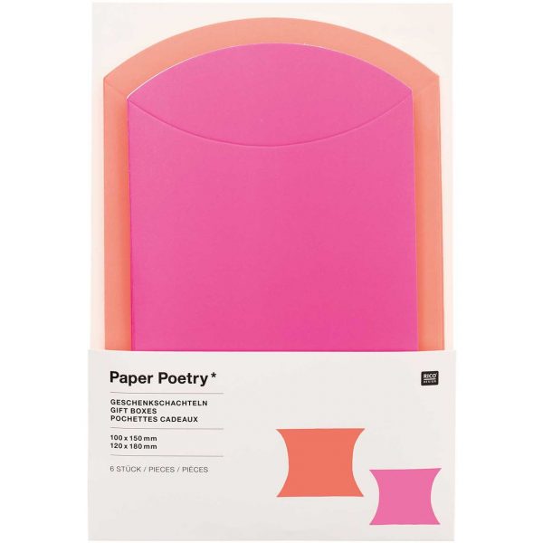 Paper Poetry Geschenkschachteln Set 6 Stück neon rot-pink
