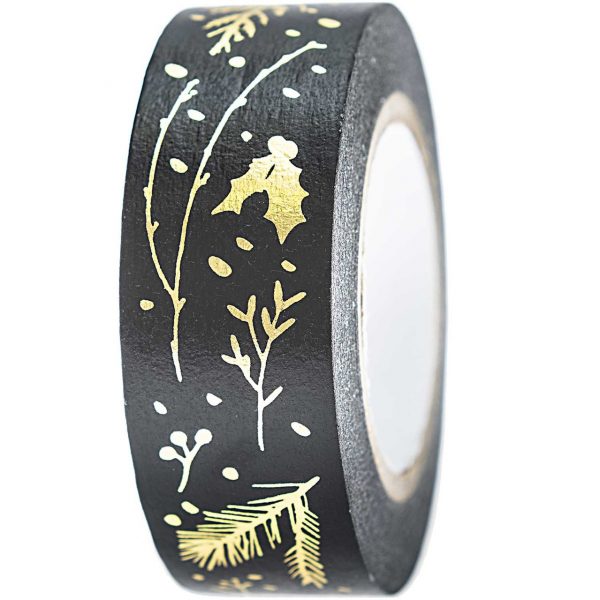 Paper Poetry Tape Nostalgic Christmas Zweige schwarz-gold 1