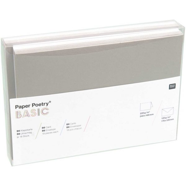 Paper Poetry Kartenset Basic weiß-grau B6 36teilig