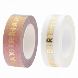 Paper Poetry Tape Happy Birthday 15mm 10m rainbow